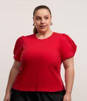 Blusa com Gola Redonda e Manga Bufante Curve & Plus Size - 1