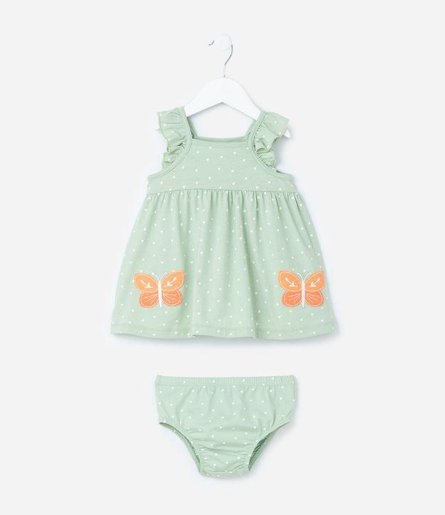 Vestido Infantil com Babadinhos e Bordado Borboleta  - Tam 0 a 18 meses - 1