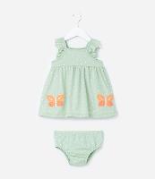Vestido Infantil com Babadinhos e Bordado Borboleta  - Tam 0 a 18 meses - 1
