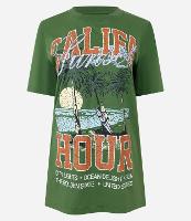 Camiseta Alongada em Algodão com Estampa Califa - 1