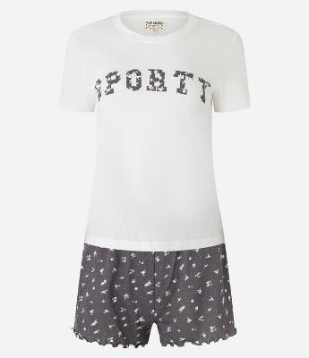 Pijama Short Doll em Algodão com Estampa Floral Sporty