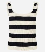 Blusa Listrada em Ribana com Decote U e Textura Canelada - 1