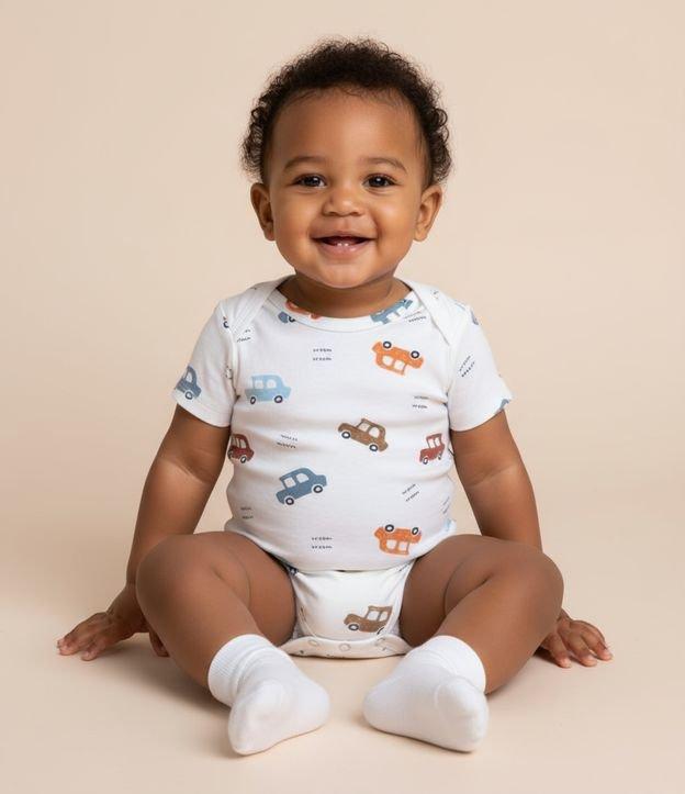 Body Infantil em Algodão com Estampa Carrinhos - Tam RN a 24 meses - 2