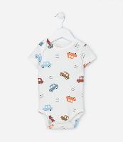 Body Infantil em Algodão com Estampa Carrinhos - Tam RN a 24 meses - 1