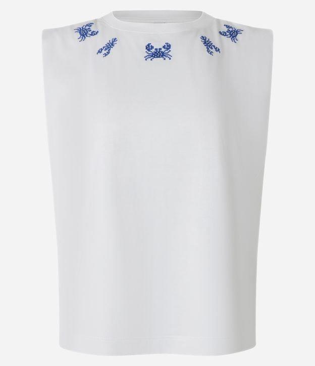 Blusa Muscle em Algodão com Bordados de Siri e Lagostas - 1