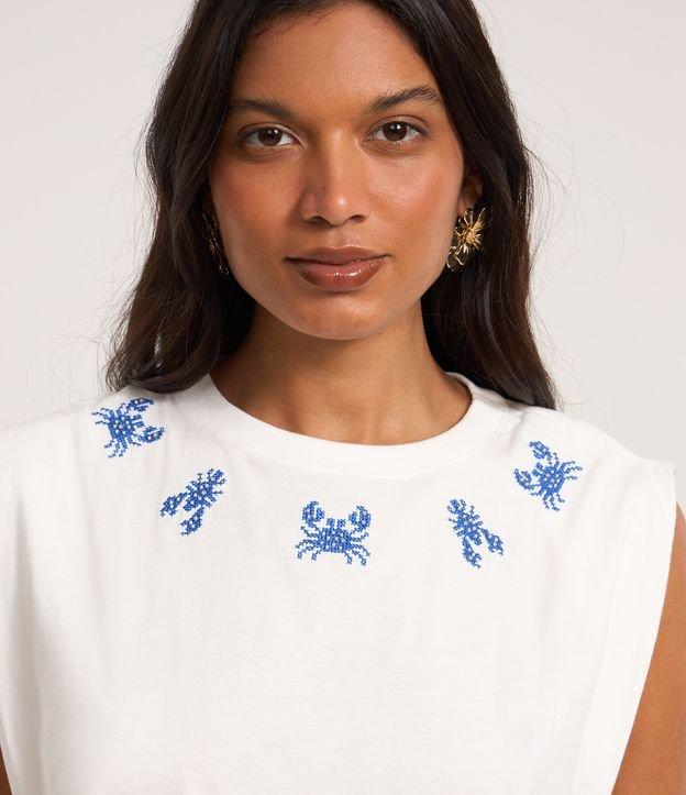 Blusa Muscle em Algodão com Bordados de Siri e Lagostas - 2