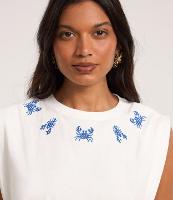 Blusa Muscle em Algodão com Bordados de Siri e Lagostas - 2