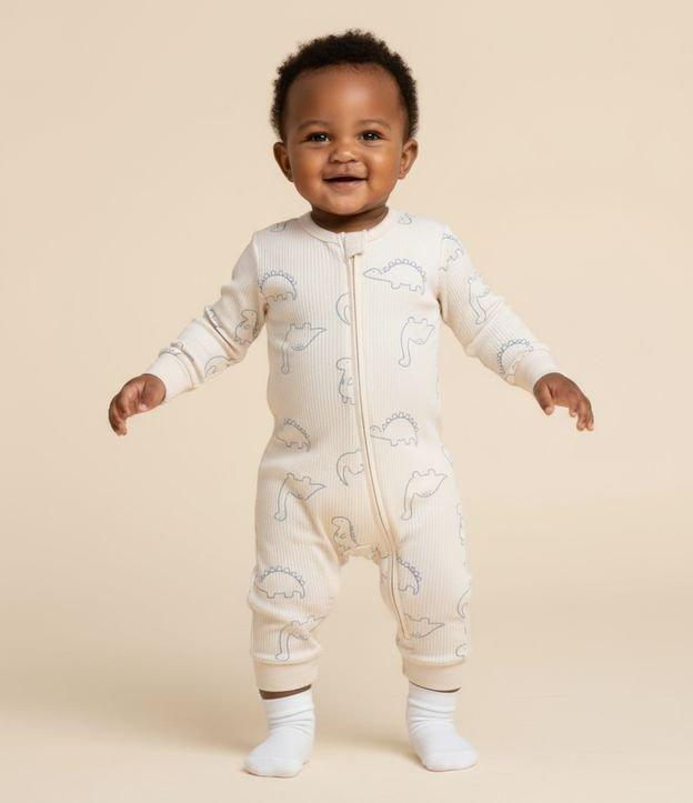 Macacão Infantil Canelado com Estampa Dinos - Tam RN a 18 meses - 3