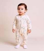 Macacão Infantil Canelado com Estampa Dinos - Tam RN a 18 meses - 2