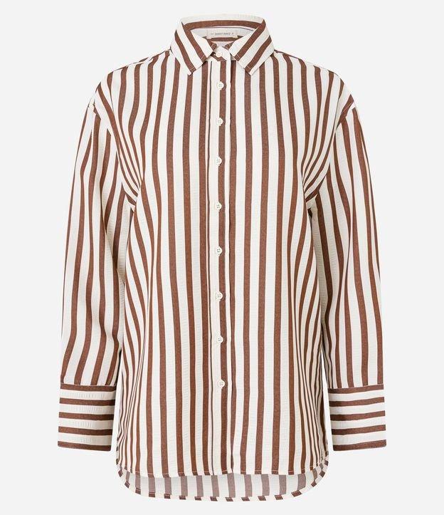 Camisa Anarruga com Listras e Abotoamento Frontal - 1
