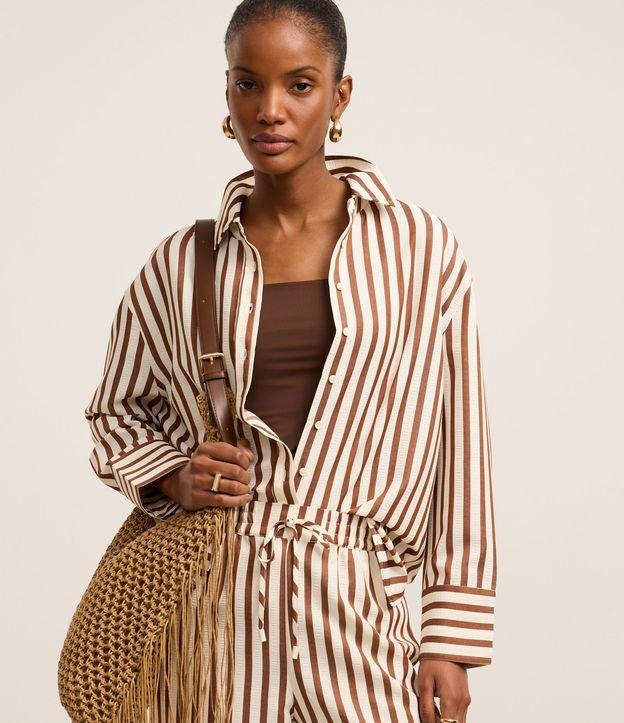 Camisa Anarruga com Listras e Abotoamento Frontal - 2