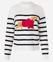 Suéter em Jacquard Listrado com Golinha Alta e Estampa de Cachorro - 1