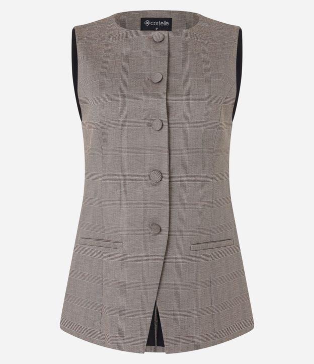 Colete Regular em Ponto Roma com Botões Forrados - 1