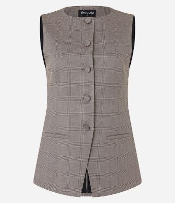 Colete Regular em Ponto Roma com Botões Forrados