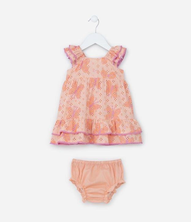 Vestido Infantil com Babados Broderie e Borboletas - Tam 0 a 18 meses - 1