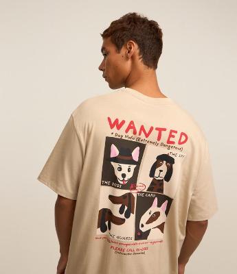 Camiseta Relaxed em Malhão com Estampa Dog Mafia