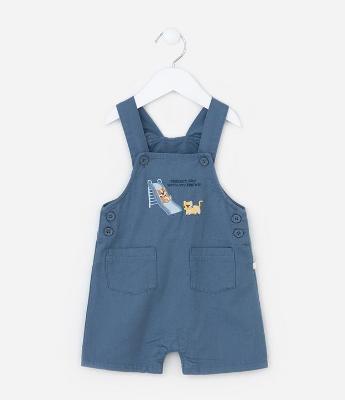 Jardineira Infantil com Bordado Bichinhos no Parquinho - Tam 3 a 18 meses