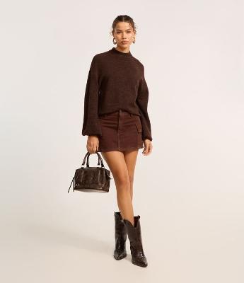 Saia Curta em Sarja com Bolso Cargo