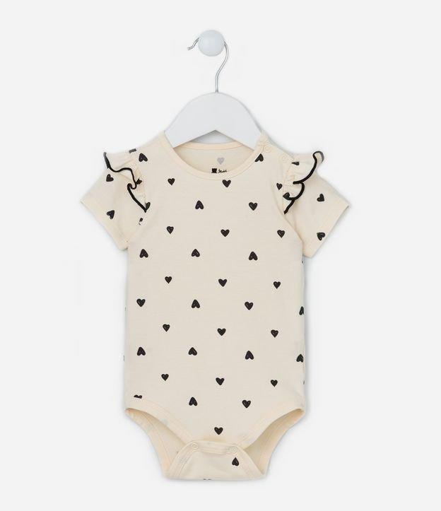 Body Infantil com Babados e Estampa de Corações - Tam 0 a 18 meses - 1
