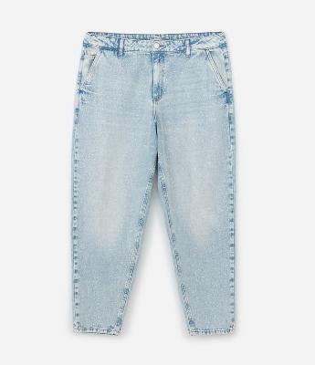 Calça Mom em Jeans com Brilhos e Bolso Faca Curve & Plus Size