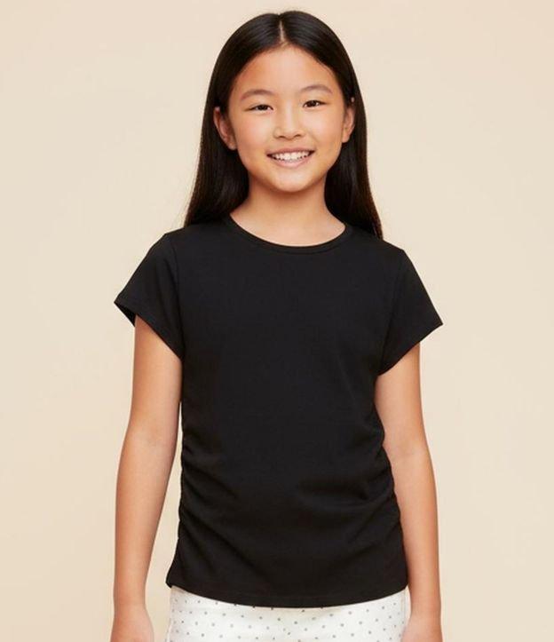 Blusa Infantil em Algodão com Drapeado Lateral - Tam 5 a 14 anos - 2