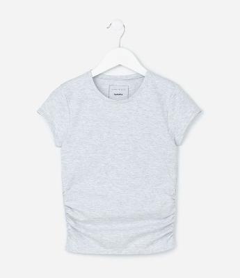 Blusa Infantil em Algodão com Drapeado Lateral - Tam 5 a 14 anos