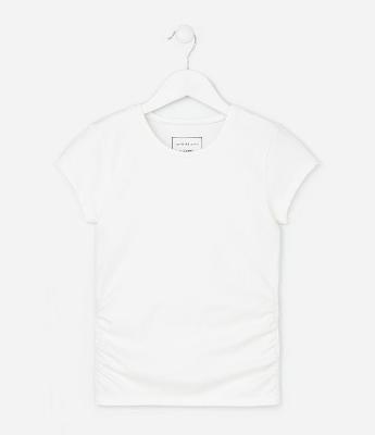 Blusa Infantil em Algodão com Drapeado Lateral - Tam 5 a 14 anos