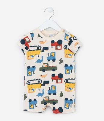 Macaquinho Infantil com Estampa Carrinhos - Tam 0 a 18 meses