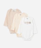 Kit 03 Bodies Infantis com Estampa Xadrez e Bichinhos - Tam RN a 18 meses - 1