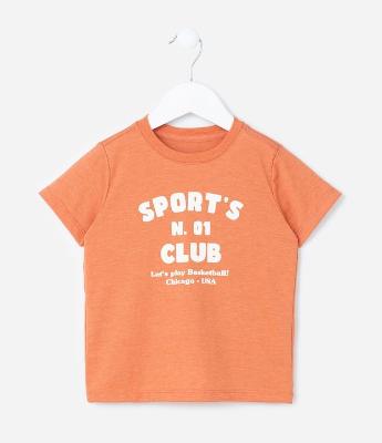 Camiseta Infantil com Lettering Sports Club - Tam 1 a 6 Anos