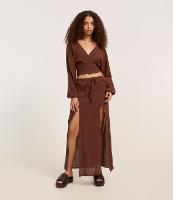 Saia Longa em Algodão com Fendas e Amarração no Cós - 1