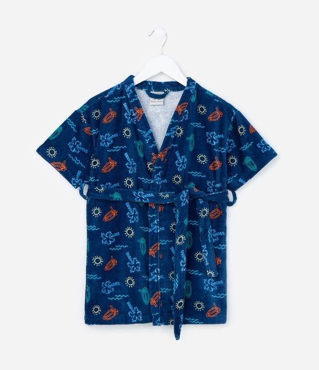 Roupão Infantil Atoalhado com Estampa Praia - Tam 3 a 16 Anos - 1