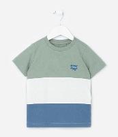 Camiseta Texturizada Infantil com Blocos de Cores e Bordado - Tam 1 a 6 anos - 1