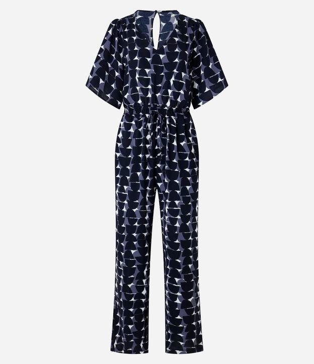 Macacão Airflow com Decote em V Amarração e Estampa Geométrica - 1