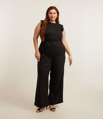 Calça Pantalona em Crepe com Brilhos Curve & Plus Size