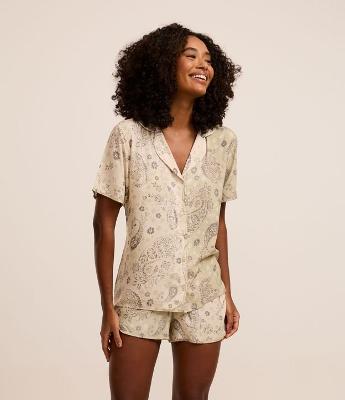 Pijama Short Doll em Viscose com Estampa Étnica