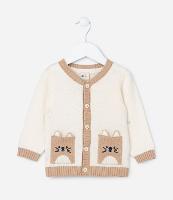 Cardigan Infantil com Bolsos Carinha de Bichinhos - Tam 0 a 18 meses - 1