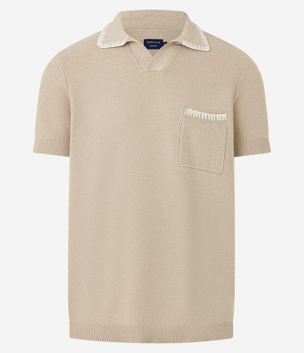 Camisa Comfort em Algodão com Gola Polo e Bolso com Detalhes Bordados Texturizada - 1