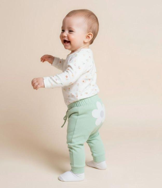 Conjunto Infantil em Suedine com Bordado Flor - Tam RN a 18 meses - 3