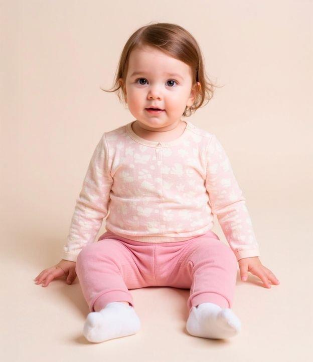 Conjunto Infantil em Suedine com Bordado de Coelha - Tam RN a 18 meses - 2