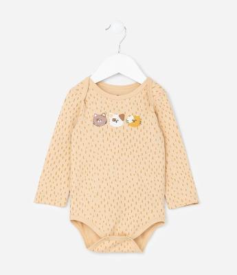 Body Infantil com Estampa Carinha de Bichinhos - Tam RN a 18 meses