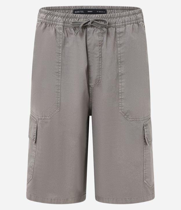 Bermuda Baggy em Sarja com Bolso Cargo - 1