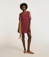 Vestido Evasê Curto Texturizado com Bordadp Floral - 2