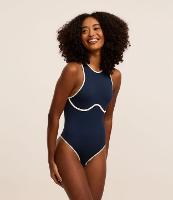 Body Lingerie Canelado em Poliamida Seamless com Viés Contrastante - 1