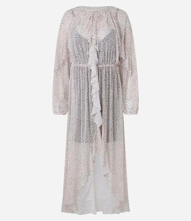 Vestido Longo em Tule Poá com Babados e Forro Contrastante - 1