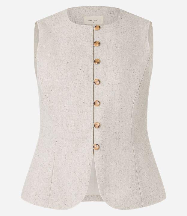 Colete Longo Alfaiatado em Viscolinho com Abotoamento - 1