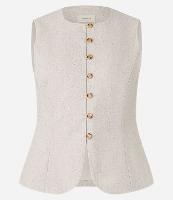 Colete Longo Alfaiatado em Viscolinho com Abotoamento - 1