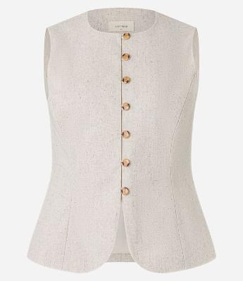 Colete Longo Alfaiatado em Viscolinho com Abotoamento