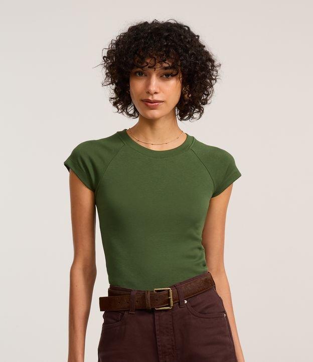 Blusa Curta em Suedine com Cava Raglan - 1
