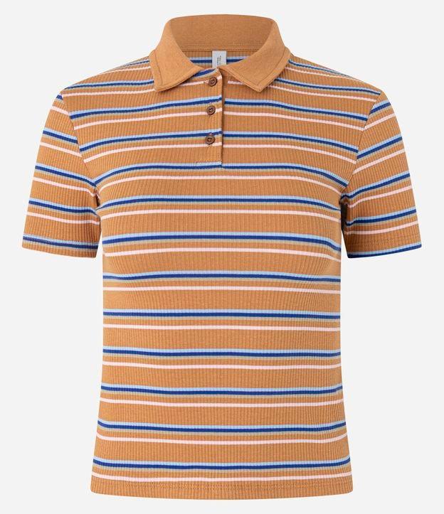 Blusa em Ribana com Golinha Polo e Listras - 1